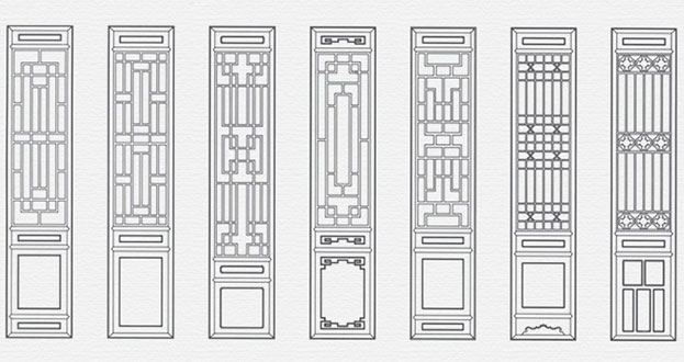 临朐常用中式仿古花窗图案隔断设计图